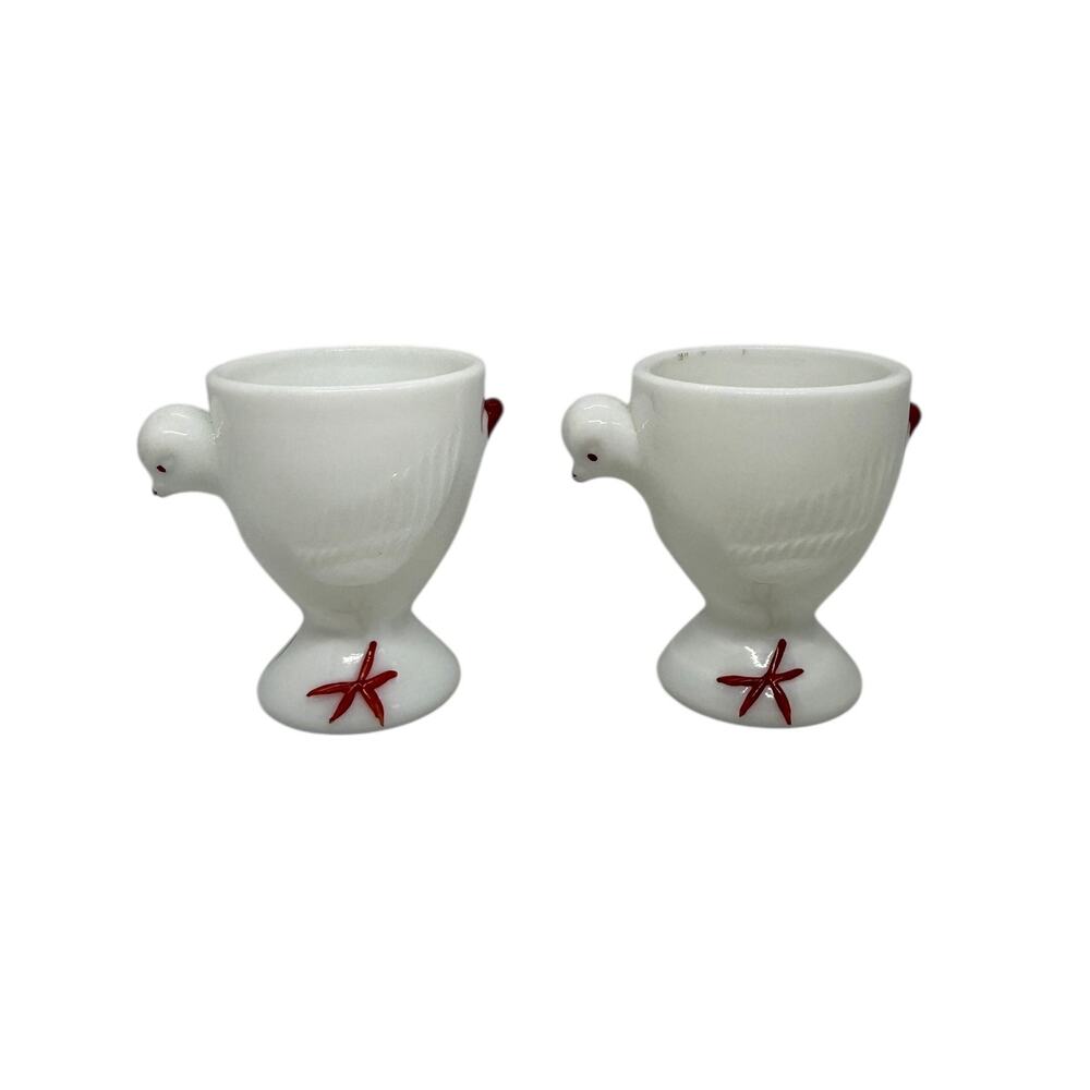 1950's Westmoreland Milk Glass Chick Design Egg Cups - A Pair - Picture 13 of 16